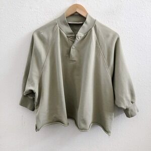 ESSENTIALS Women's 3/4 Sleeve Henley Sweatshirt Size Small